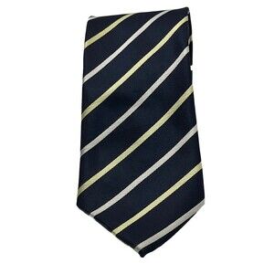 Ermenegildo Zegna Designer Wide Tie 100% Silk Navy Stripe Gold Silver Italy Made